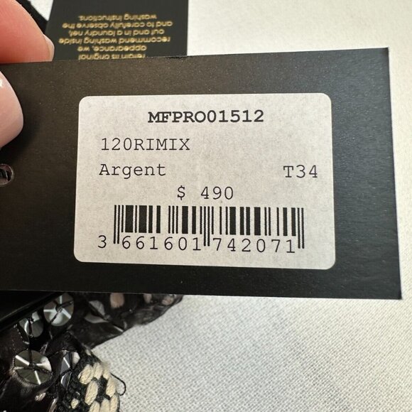 Maje Women's Long Sleeve Mini Dress Size 34/XS High Neck Sequin A-Line Orig $490 - Picture 12 of 16